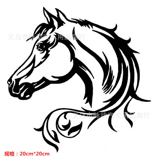 horse马头贴纸漂亮马脸车贴反光个性贴a019